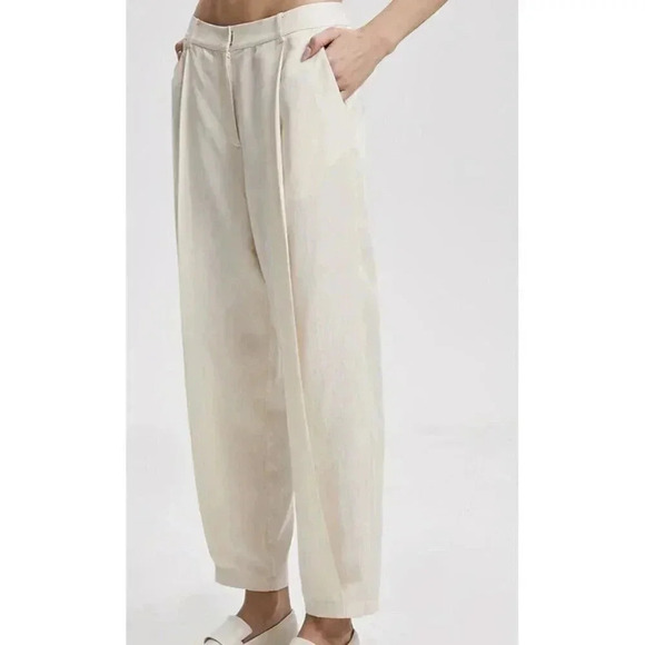 Lattelier Linen Blend Tapered Pants Natural White Women’s Size Large NWT - Picture 2 of 11